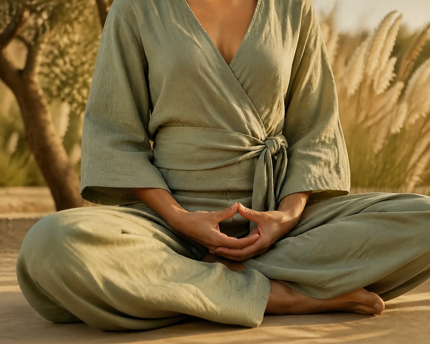 Postura serena al atardecer